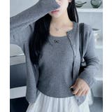 リボン ワンポイント アイレット ニット カーディガン | Ada. | 詳細画像2 