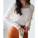 透かしランダムリブVネックショートカーディガン | Ada. | 詳細画像18 