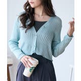 透かしランダムリブVネックショートカーディガン | Ada. | 詳細画像27 