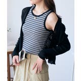 透かしランダムリブVネックショートカーディガン | Ada. | 詳細画像37 