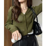 透かしランダムリブVネックショートカーディガン | Ada. | 詳細画像57 