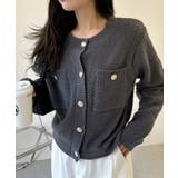 ゴールドボタンツイード風ニットカーディガン | Ada. | 詳細画像12