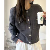 ゴールドボタンツイード風ニットカーディガン | Ada. | 詳細画像13