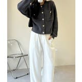 ゴールドボタンツイード風ニットカーディガン | Ada. | 詳細画像15