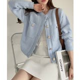 ゴールドボタンツイード風ニットカーディガン | Ada. | 詳細画像18