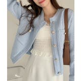 ゴールドボタンツイード風ニットカーディガン | Ada. | 詳細画像19