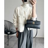 ゴールドボタンツイード風ニットカーディガン | Ada. | 詳細画像24