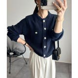 ゴールドボタンツイード風ニットカーディガン | Ada. | 詳細画像26