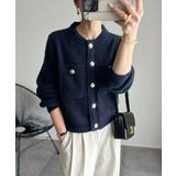 ゴールドボタンツイード風ニットカーディガン | Ada. | 詳細画像27