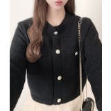 ゴールドボタンツイード風ニットカーディガン | Ada. | 詳細画像29