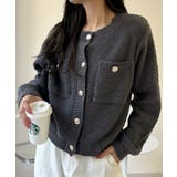 ゴールドボタンツイード風ニットカーディガン | Ada. | 詳細画像3