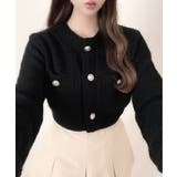 ゴールドボタンツイード風ニットカーディガン | Ada. | 詳細画像31