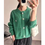 ゴールドボタンツイード風ニットカーディガン | Ada. | 詳細画像33