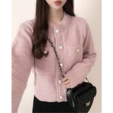 ゴールドボタンツイード風ニットカーディガン | Ada. | 詳細画像35