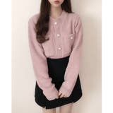 ゴールドボタンツイード風ニットカーディガン | Ada. | 詳細画像37