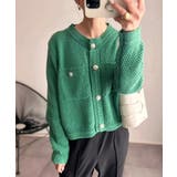 ゴールドボタンツイード風ニットカーディガン | Ada. | 詳細画像4