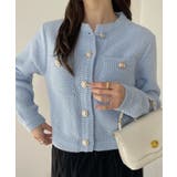 ゴールドボタンツイード風ニットカーディガン | Ada. | 詳細画像43