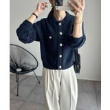 ゴールドボタンツイード風ニットカーディガン | Ada. | 詳細画像52