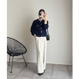 ゴールドボタンツイード風ニットカーディガン | Ada. | 詳細画像55