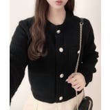 ゴールドボタンツイード風ニットカーディガン | Ada. | 詳細画像56