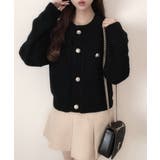 ゴールドボタンツイード風ニットカーディガン | Ada. | 詳細画像57