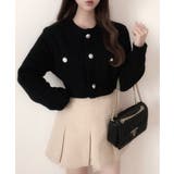 ゴールドボタンツイード風ニットカーディガン | Ada. | 詳細画像58