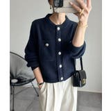 ゴールドボタンツイード風ニットカーディガン | Ada. | 詳細画像6