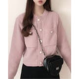 ゴールドボタンツイード風ニットカーディガン | Ada. | 詳細画像70