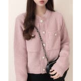 ゴールドボタンツイード風ニットカーディガン | Ada. | 詳細画像72