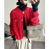 ゴールドボタンツイード風ニットカーディガン | Ada. | 詳細画像8