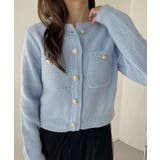 ゴールドボタンツイード風ニットカーディガン | Ada. | 詳細画像83