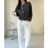 ゴールドボタンツイード風ニットカーディガン | Ada. | 詳細画像9