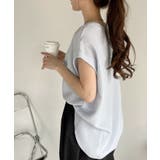 表面感素材 フレンチスリーブ ブラウス Tシャツ | Eclat one | 詳細画像17