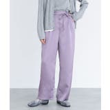 ラベンダー | somari imaginationフェイクパールベルト付きサテンカーブパンツ | osharewalker