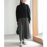 ブラック | n'OrLABELタートルネックドッキングニットワンピース | osharewalker