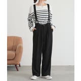 ブラック | n'OrLABELサスペンダー付きツイルハイウエストパンツ | osharewalker