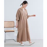 ベージュ | n'OrLABEL裾フレアキーネックワンピース | osharewalker