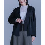 ブラック | kOhAKU異素材ドッキングノーカラージャケット | osharewalker