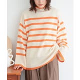 オレンジ | n'OrLABELハイネックワイドスリーブボーダーニット | osharewalker