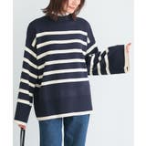 ネイビー | n'OrLABELハイネックワイドスリーブボーダーニット | osharewalker