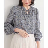 ブルー | n'OrLABEL小花柄スキッパーブラウス | osharewalker