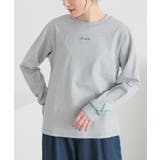 杢グレー | n'OrLABEL配色ステッチロゴ刺繍ロンT | osharewalker