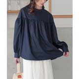 ネイビー | n'OrLABELギャザープルオーバーブラウス | osharewalker