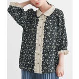 ブラック | somari imagination花柄配色ブラウス | osharewalker