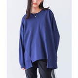 ブルー | n'OrLABELアシメ切替ランダムヘムカットソー | osharewalker