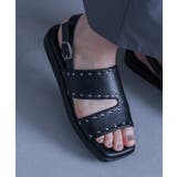 ブラック | kOhAKUカッティングスタッズサンダル  | osharewalker