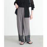 ブラック | n'OrLABELパネル柄ギャザーイージーパンツ | osharewalker