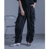 ブラック | kOhAKUギャザー切替裾ドロストパンツ | osharewalker
