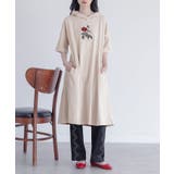 ベージュ | somari imagination冷感フラワー刺繍フードワンピース  | osharewalker