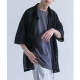 ブラック | MDR透かし柄編み半袖シャツ | osharewalker【MEN】
